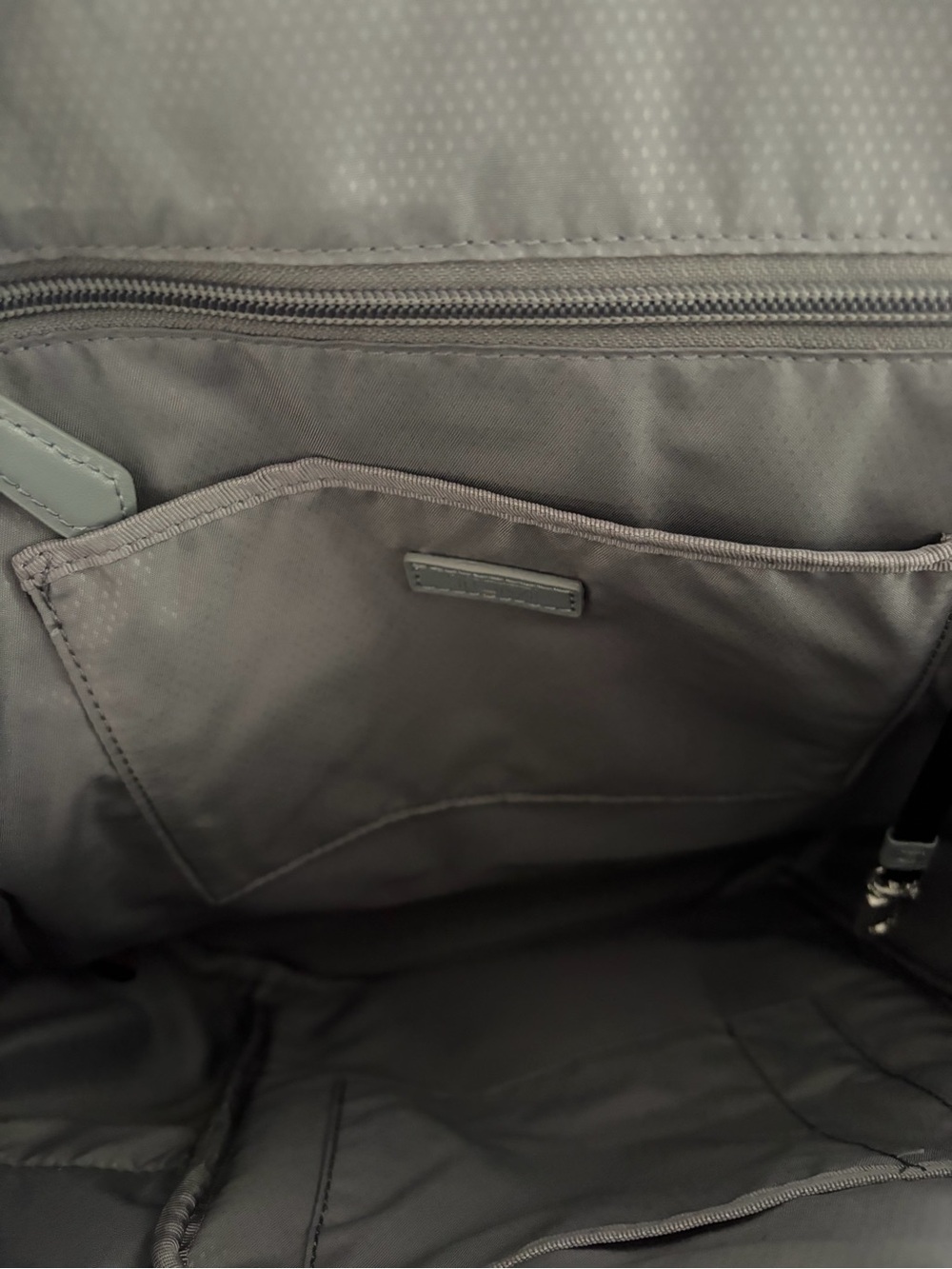 Tumi Women’s Gray Leather Studded Backpack. Large size.
NWOT. Never used it. - Picture 4 of 16